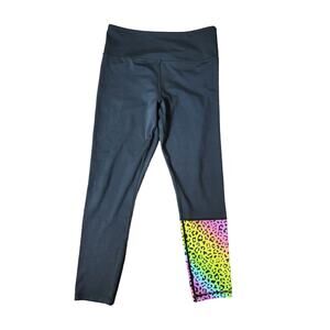 Zyia Active Light N TIght Leggings in Black & Rainbow Leopard Size 8-10